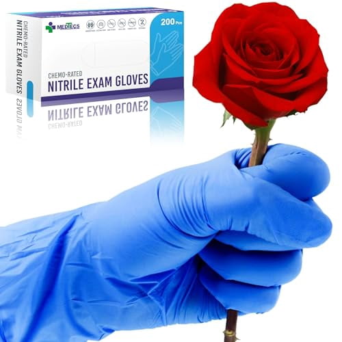 Nitrile Gloves Disposable – Available in 200 & 2,000 pcs – M cal Grade, Chemo-Rated, 4 mil, Latex-Free, Powder-Free – Exam Gloves with Textured Fingertips – 200 pcs