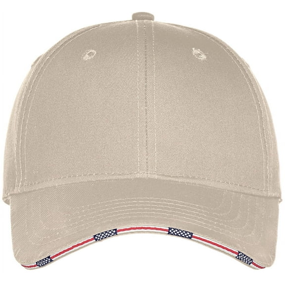 Adult Patriotic Americana Style Adjustable Cotton Twill Hat Cap - Oyster