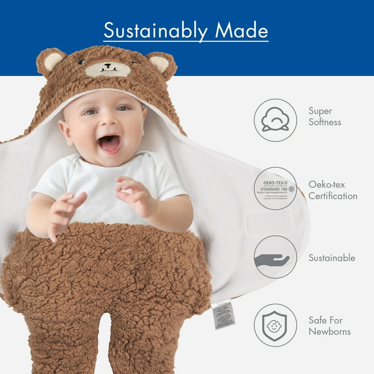 Gllquen Baby Shepra Wrap Swaddle 0 6 Months Cute Bear Natural Swaddle Blanket Wrap Plush Baby Sleeping Receiving Blanket Baby Girl and Boy Registry