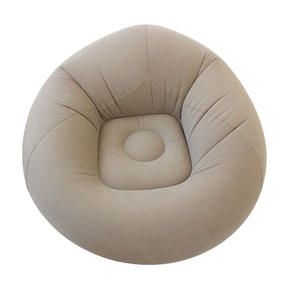 Inflatable Bean Bag Chair for Adults - Beanless Blow Up Lounge Sofa with Corduroy Flocking, Portable Folding Chair for Camping Reading
