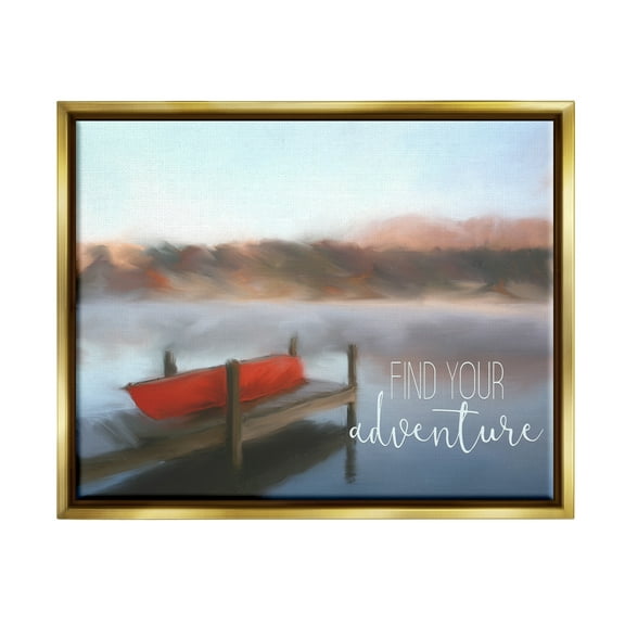 Stupell Industries Find Your Adventure Dock Abstract Painting Gold Floater Framed Canvas Art Print Wall Art, 21 x 17