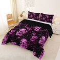 thumbnail image 2 of Homewish Purple Sugar Skull Full Size Comforter Sets,Spooky Halloween Bedding Comforter Set,Flower Duvet,Black Reversible,3 Pieces,1 Comforter and 2 Pillowcases, 2 of 7