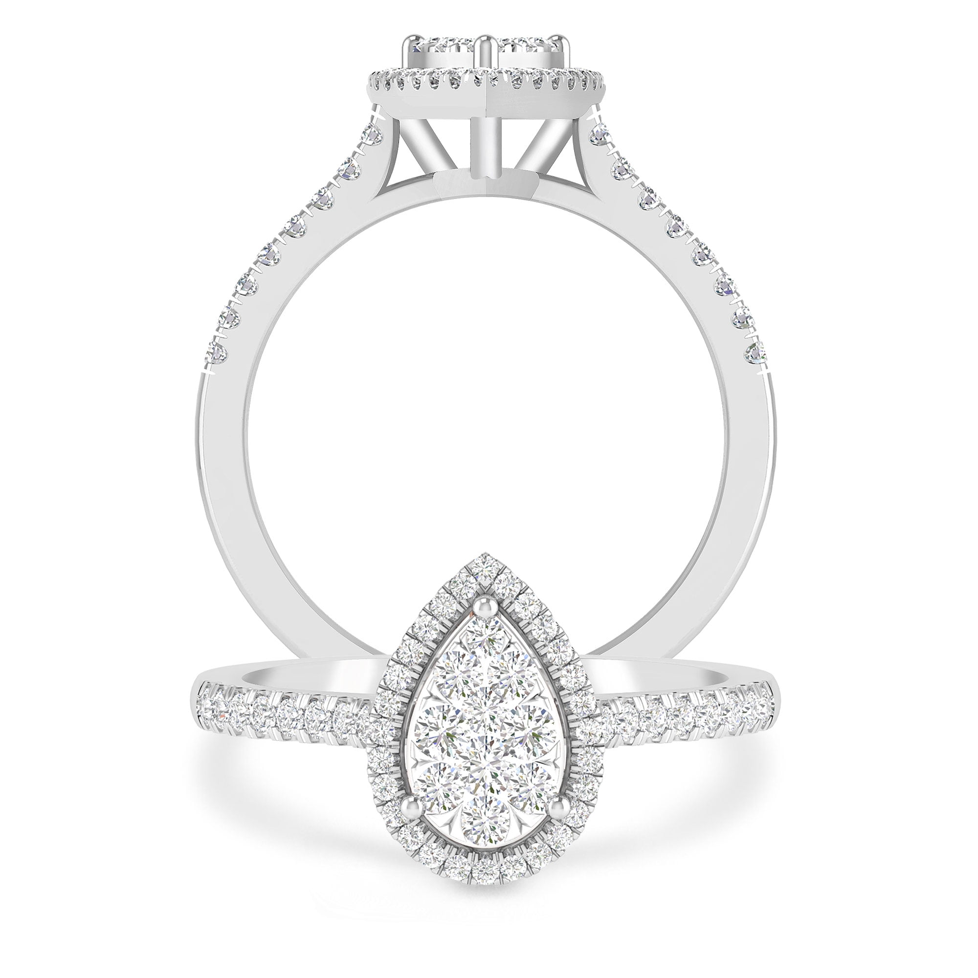 2/3 Carat Oval Shape Emerald Cut & Halo 12 Diamond Ring in 14K Super Jeweler Women Accessories Jewelry Rings 2.80 g 