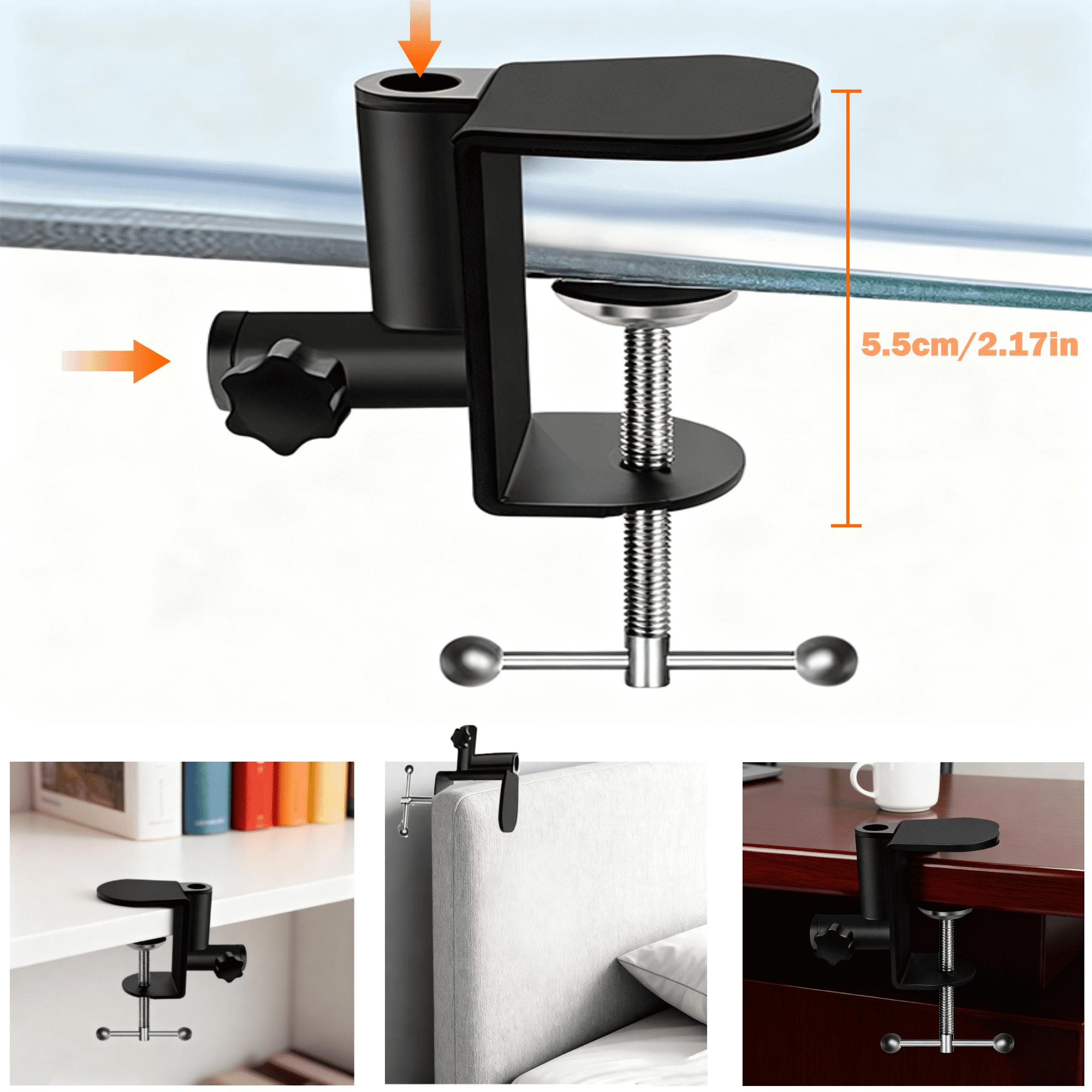 TIKBBRMG Adjustable Tablet Phone Holder for Desk Bed, Adjustable Tablet Phone Stand for Bed, Flexible Tablet Arm Clamp Compatible with iPhone 17 16 15 Pro iPad Kindle Galaxy Tab 4.7-12.9 Inch