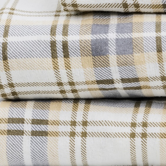 Melly Plaid 100% Cotton 4-Piece Queen Flannel Sheet Set