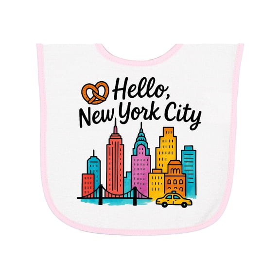Inktastic Hello New York City Skyline with Pretzel Baby Terry Cloth Bib