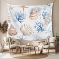 thumbnail image 2 of Coastal Ocean Small Tapestry for Bedroom Wall Hanging Tapestry,Blue Yellow Coral Starfish Shell Gradient Ceiling Backdrop Tapestries Poster Blanket Wall Decor for Teens Room Living Room 23" x 28", 2 of 8