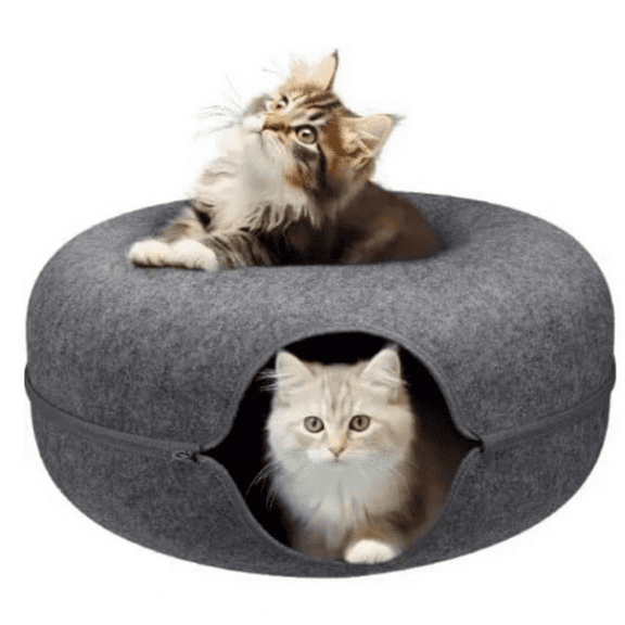Cat Cave Donut for Large Cats and Small Dogs Up to 30 lbs | Pet Cat House Tunnel Bed | Washable & Scratch-Resistant Pet Bed | Versatile Donut Cat Cave | Covered Cat Beds for Indoor Cats Large