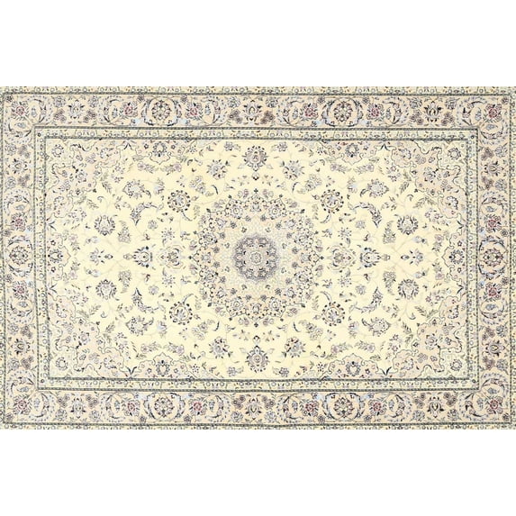 Ahgly Company Machine Washable Indoor Rectangle Traditional Peach Beige Area Rugs, 4' x 6'