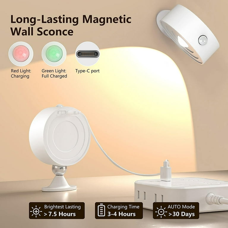 LED Wall Lights, Magnetic Wall Light with Motion Detection, 360