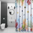 thumbnail image 4 of Coastal Nautical Bathroom Shower Curtain, Fish Coral Conch Starfish Shell Vintage Waterproof Washable Soft Bath Curtain for Bathtub Decor with 12 Hooks&Grommet, 36x78 Inch, 4 of 9