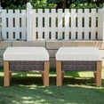 thumbnail image 2 of Gymojoy 2-Piece Brown Wicker Outdoor Ottoman Patio Rattan Footrest Seat Steel Frame Foostool with Removable Beige Cushions, 2 of 7