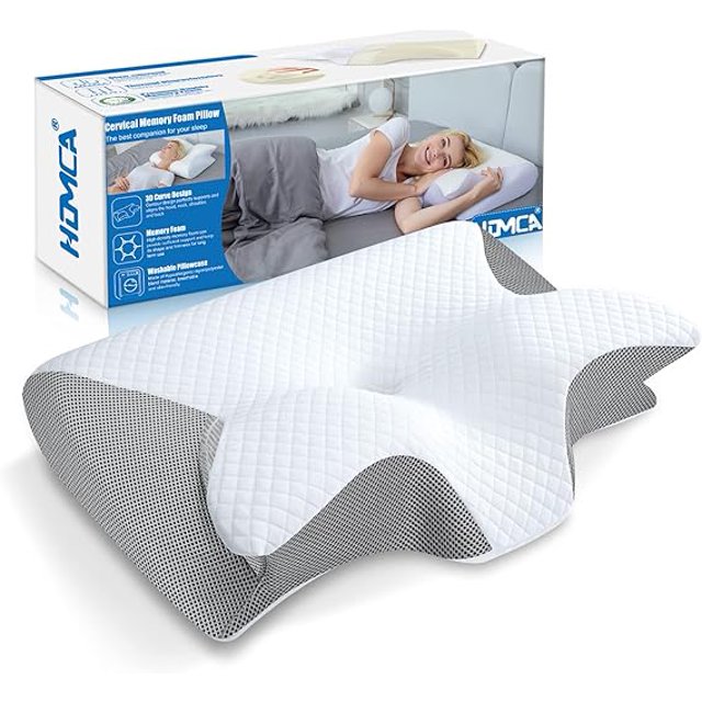 HOMCA Memory Foam Cervical Pillow - Ergonomic Support, Hypoallergenic, Removable Cover (1 Count)