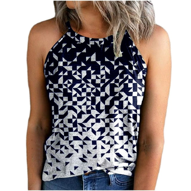 Birdeem Débardeur Imprimé Mode pour Femmes Col Rond Sans Manches T-Shirt Ample