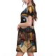 thumbnail image 2 of Easygdp Quirky Owl With Glasses para Vestido Transpirable de Mujer, Vestido Suelto de Manga Corta con Pliegues y Bolsillos para el Verano, 2 of 6