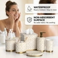 thumbnail image 3 of Decozen Bathroom Accessories Set of 6 Includes Soap Lotion Dispenser, Tooth Brush Holder, Soap Dish, Tumbler, Vanity Tray, and Tissue Box - White Gold, 3 of 6