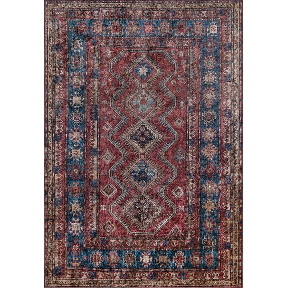 Momeni Burgundy Karachi Rugs in Rectangle Shape - Big 8' x 10' 8' x 10' Indoor,Accent Rectangle
