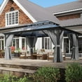 thumbnail image 5 of Aoxun 12'x16' Hardtop Gazebo, Aluminum Frame Permanent Pavilion with Curtains and Netting, Outdoor Polycarbonate Double Roof Canopy, Designed for Garden, Lawns, Patio, 5 of 7