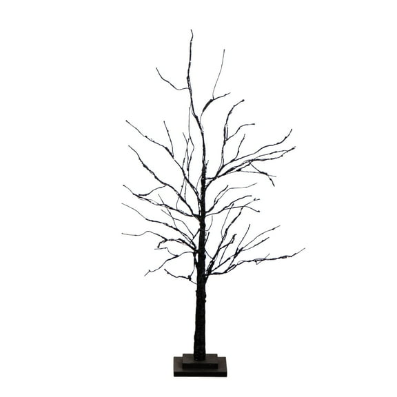 Nearly Natural Pre-Lit Black Twig Halloween Artificial Tree - 3' - Multicolor LED Lights