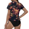 thumbnail image 5 of WTOBBY Women's Floral Design Short Sleeve Sun Swimsuit Lightweight Adjustable Lace-Up Swimsuit Top for Summer Water Activities Cover Up and Casual Beach Fashion with Comfort,Navy 2XL, 5 of 5