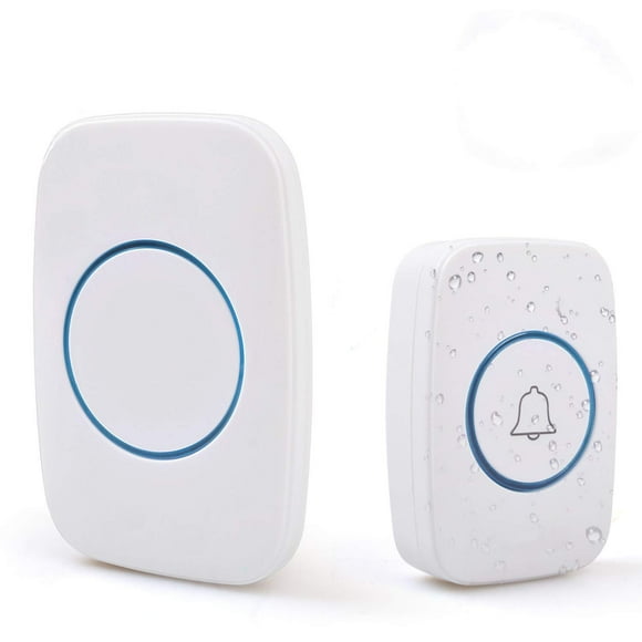 Timbre inalámbrico, kit de timbre impermeable con 1 sonido de timbre y 1 interruptor de funcionamiento (incluye una batería alcalina), funcionamiento a 500 pies, volumen ajustable, 50 timbres (blanco)