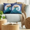 thumbnail image 5 of Ambesonne Moon Throw Pillow Cover 2 Pack, Old Ship Riding Waves, 24", Blue Brown White, 5 of 5