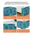 thumbnail image 6 of Teal Blue Boho Wrap Around Bed Skirts for Queen Bed 18" Drop,Bed Skirt with Adjustable Elastic Belt Dust Ruffle Bed Valance for Bedroom Hotel Retro White Rustic Flower Ethnic Pattern Bed Frame Cover, 6 of 7