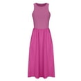 thumbnail image 5 of Giftesty Summer Dresses for Women Fashion Sexy Solid Sleeveless Round Neck Pleated Dresses Mid-Calf Dress Long Dress, 5 of 7