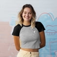 thumbnail image 3 of Dalix Heartly Ghost Short Sleeve Raglan Micro Rib Babe Tee Soft Cute Womens in Ath Htr Black M Medium, 3 of 5