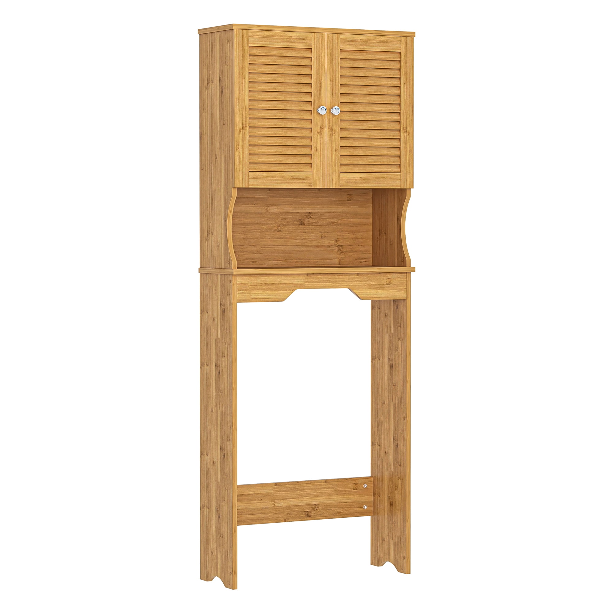 Kadyn Bathroom Space Saver Cabinet, Over The Toilet Storage Cabinet with Double Doors and 1 Adjustable Shelf, W Bathroom Space Saver for Home, Natural