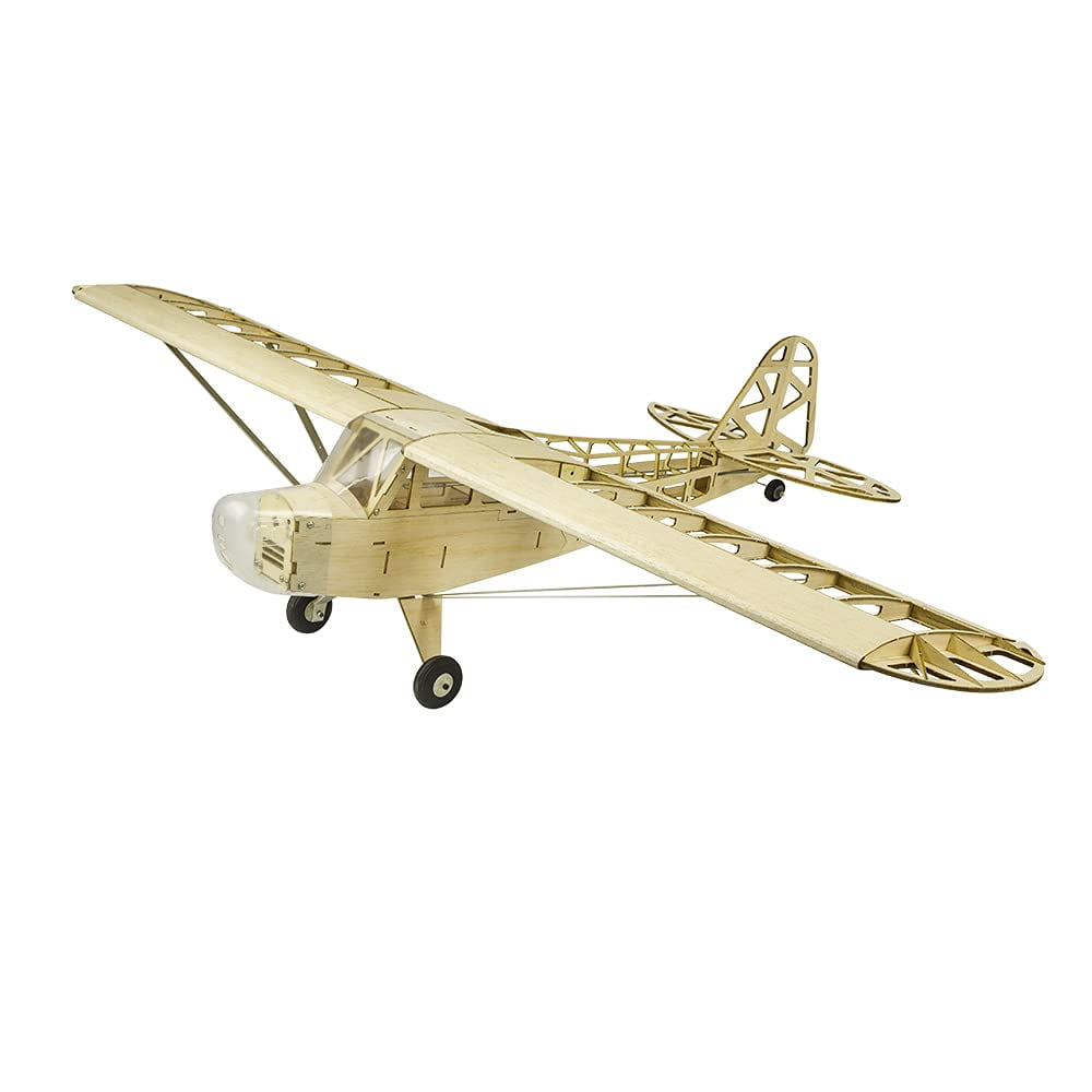 Upgrade Model Airplane Kits Piper Cub J3 47 Wingspan Laser Cut Balsa Wood Model Plane Unassembled DIY Flying Model Aircraft for Adults KIT Motor ESC Servos Covering Film Walmart