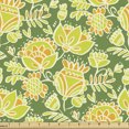 thumbnail image 1 of Floral Fabric by the Yard, Demonstration of Tropical Flowers Repetitive Doodle Look Pattern, Decorative Upholstery Fabric for Sofas and Home Accents, Fern Green and Multicolor by Ambesonne, 1 of 5