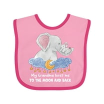 Inktastic My Grandma Loves Me to the Moon and Back Elephant Family Boys or Girls Baby Bib