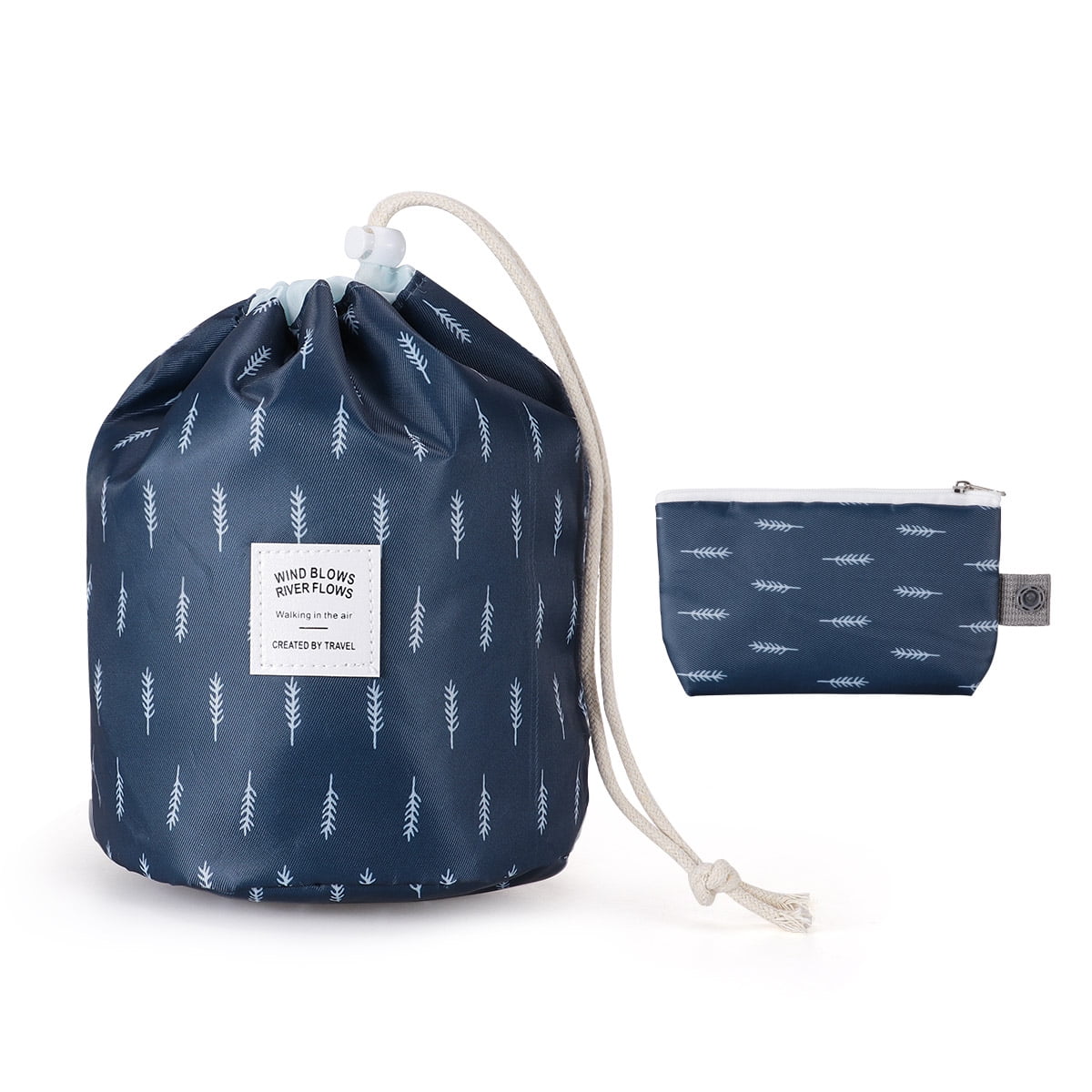 Wind blows river flows travel drawstring makeup bag cheap