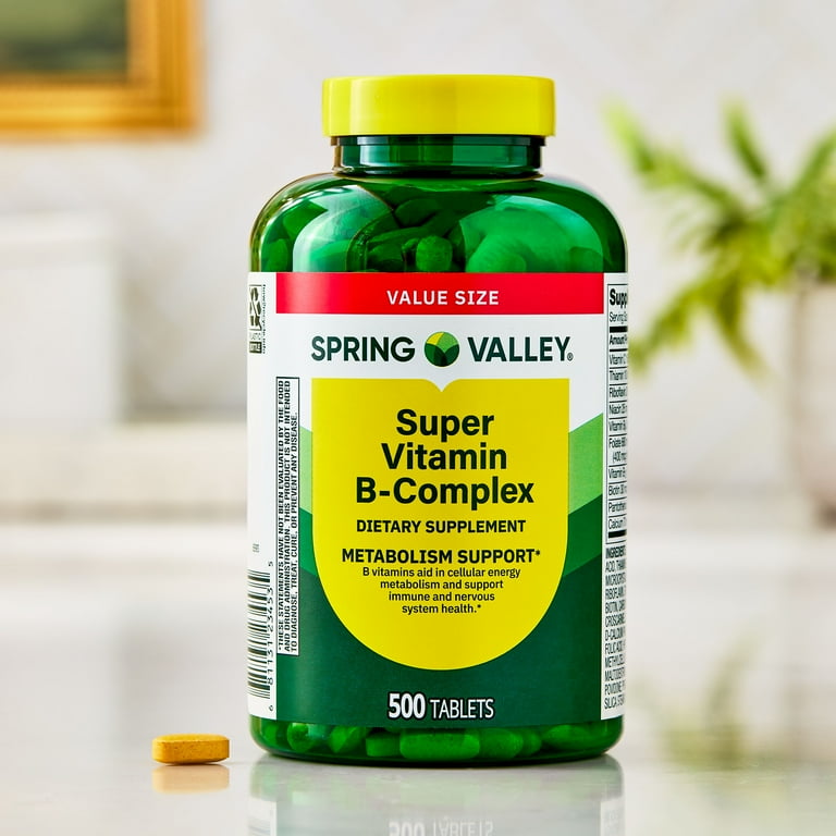 Spring Valley Super Vitamin B-Complex Dietary Supplement Tablets