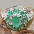 thumbnail image 6 of LBG British Made Solid 925 Sterling Silver Natural Emerald Womens Anniversary Ring - 33 size options - Size 12, 6 of 8