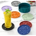 thumbnail image 6 of Silicone Coasters Set with Holder - 6 Pack Drink Coasters for Coffee Table, Bar Tabletop Protection - Orange, 6 of 13