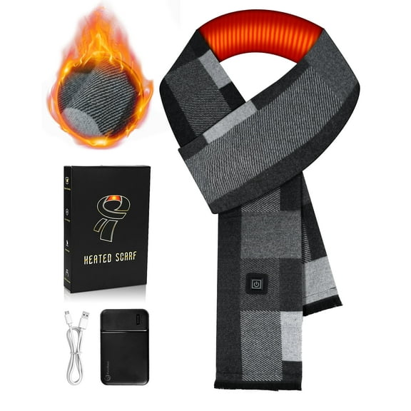 Heated Scarf for Men/Women with 5500mAh Battery, 7 Temperature Settings Battery Operated Heater for Winter