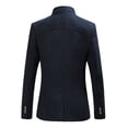 thumbnail image 3 of Lovskoo Men's Chinese Tunic Suits Mandarin Collar Formal Suit Jacket Winter Slim Fit Front Button Blazer Traditional Uniform S-6Xl Navy, 3 of 3