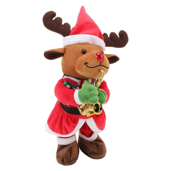 Plush Electric Music Christmas Toy Doll 8 Songs Continuous Play Dancing Singing Glowing Swinging Plush Toy for Kids Adults
