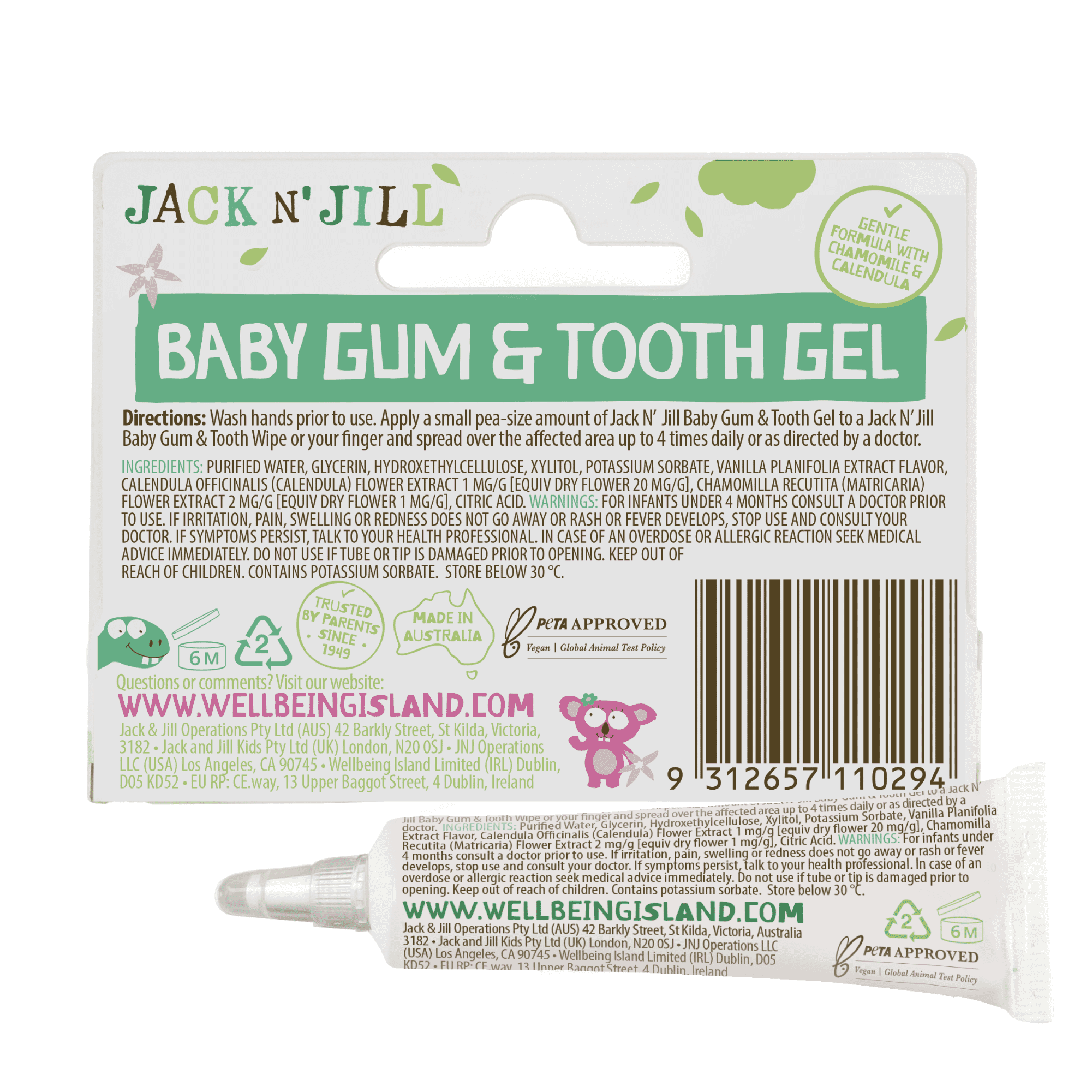 Jack N' Jill Baby Gum and Tooth Gel - Natural Teething Relief Gel for Babies, Gentle Formula with Chamomile and Calendula, No Added Sugars or Colors, Suitable for 4 Months and Up - 15 g