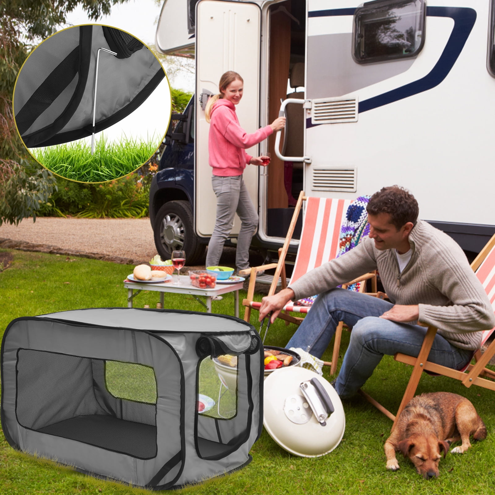 Jetcloudlive Dog Travel Crate Foldable Pop Up Dog Crate with Storage Bag 36.6×20.5×20.5 Inch Travel Pet Kennel Small Dog Tent Crates Cage Portable Puppy Seat Kennel for Indoor Outdoor Puppy Cat
