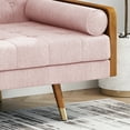 thumbnail image 4 of Noble House Nathanial Tufted Fabric Sofa, Light Blush and Dark Walnut, 4 of 12