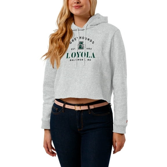 Women's League Collegiate Wear  Ash Loyola Greyhounds 1636 Cropped Pullover Hoodie