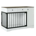 thumbnail image 3 of AKDSteel 47 Inch Rustic White Wooden Dog Crate End Table, Indoor Pet House Side Table With Double-Door Design, Chew-Resistant Dog Furniture For Small To Medium Dogs, 3 of 7