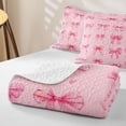 thumbnail image 4 of Erosebridal Watercolor Pink Bow Twin Quilt Set for Women Girls, Kawaii Bowknot Style Twin Coverlet Set, 2 Pieces, 4 of 7