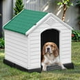 thumbnail image 2 of ModFusion Modern Small Dog Shelter, 28" Outdoor Plastic Dog House with Air Vent and Water Resistance, Green/White, 2 of 10