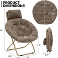 thumbnail image 3 of Faux Fur Chair, Folding Chair Soft Lounge Chair, Portable Moon Chair for Bedroom, Dorm Rooms, Apartments, Lounging, Garden and Courtyard(Brown), 3 of 13