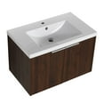 thumbnail image 6 of Hassch Modern 30" Floating Bathroom Vanity with Sink, Wood Wall Mounted Bathroom Vanity with Resin Basin, Walnut Hanging Vanity Bathroom Cabinet for Small Space, 6 of 9