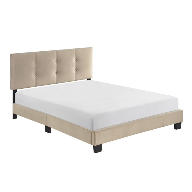 Lexicon Lit Plateforme Double en Velours Newberry, Brun Pâle